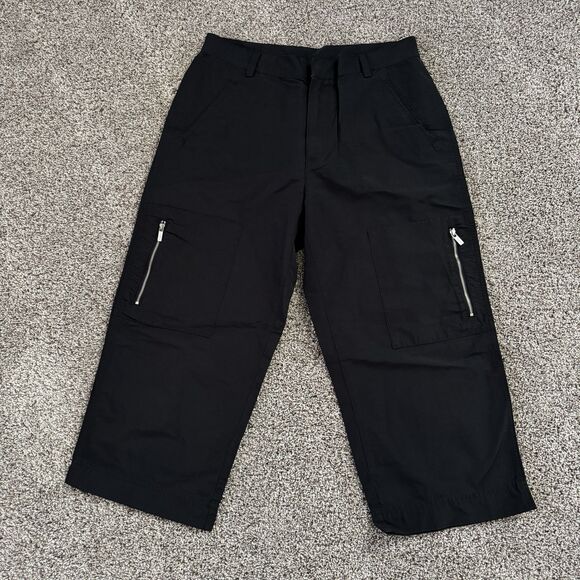 Lauren Ralph Lauren LRL Cropped Black Pants Cotton Nylon Zip Pockets Size 10 - Picture 1 of 11